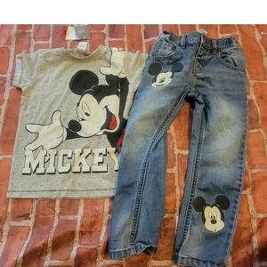 Next Direct Mickey Mouse boys Outfit Set Sz 3/4 3 4